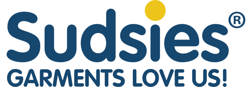 Sudsies Dry Cleaner logo featuring the Sudsies name in bold, modern lettering